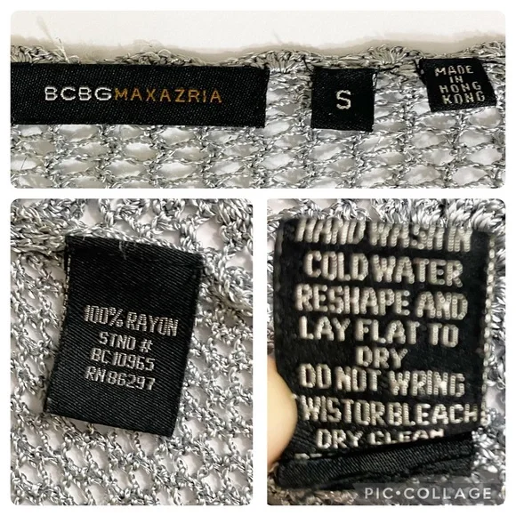 BCBGMAXAZRIA Sweater Cardigan sparkly blue sweater Crochet Size Small 100% Rayon - Picture 8 of 10